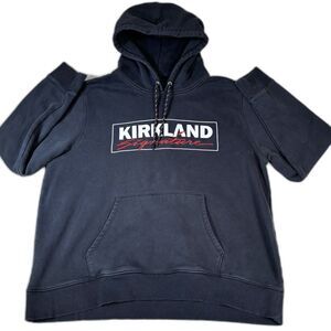 Kirkland Signature Hoodie Mens XXL Pullover Sweatshirt Costco Embroidered Black